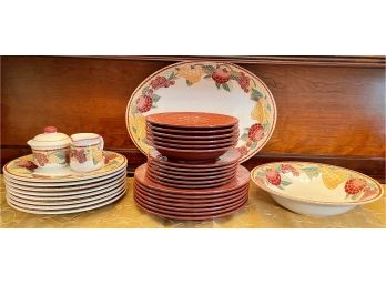 Lot Of Pier One Fall Dishes - Rust, Fruit And Vegetable Earthenware Italy  - Plates, Bowls, Serving Pieces