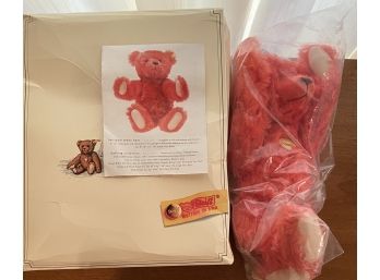 Heirloom Teddy Bear Classic Red Mohair Button In Ear 12 Inch Bear No.11208 In Original Box With Paperwork