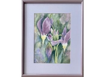 Paula Lawley Original Signed Water Color Flowers In Frame