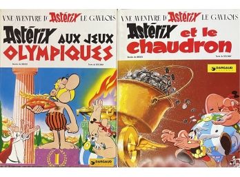 (2) Vintage Asterix Dargaud Editeur Hard Back Books