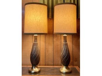 (2) Vintage Metal And Resin 3-way Lamp (works)