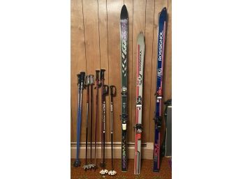 (3) Pairs Of Downhill Skis, Four Sets Of Poles Including K2's