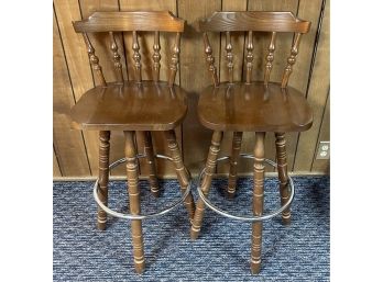 Pair Of Colonial Style Bar Stools