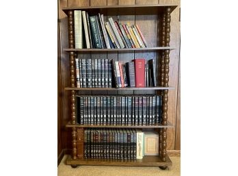 MCM Faux Wood 4 Shelf Book Case Includes Britannica Great Books 1-44 And More