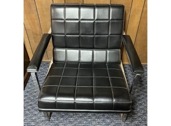 Mid-century Modern Chromcraft Inc Black Faux Leather Arm Chair