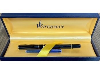 Vintage Waterman Paris Black, Gold Accented Fountain Pen In Case