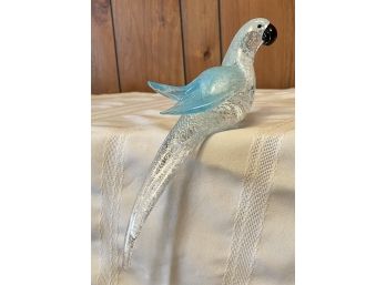 Murano Vintage Art Glass Silver Fleck And Blue Parrot