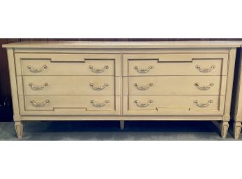 Thomasville Mid Century 6 Drawer Bedroom Dresser With Mirror Cream With Gold Trim (1 Of 2)