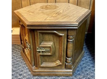 Antique Colonial Hexagon Wood And Veneer Console