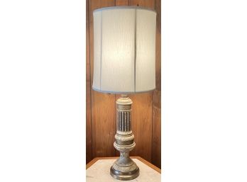 Brass And Ceramic Brown And Tan 3-way Lamp