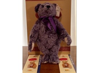 Steiff Teddy Bear Lavender Blue 42 In Original Box With COA, Paperwork & Tag 1998