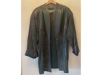 Woman's Siena Thermalite Green Leather Coat Size Large