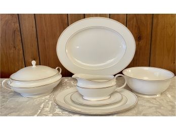 Classic Collection Lenox Federal Gold Fine Bone China Assorted Serving Pieces Including Covered Casserole