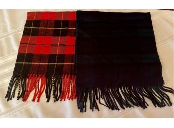 (2) Christian Dior Cashmare Plaid Scarfs With Tassels