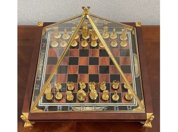 Stunning Franklin Mint The Treasures Of Tutankhamun Chess Set 24K Gold Plate Pieces With Original Paperwork