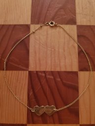 Gold Toned Chain With Double Heart Pendant