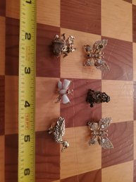 Lot Of 6 Fabulous Bug/animal Themed Vintage Brooches