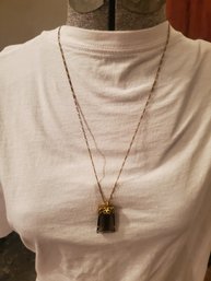 Large Grey Pendant With Long Chain