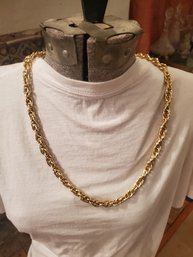 Large Gold Tone Twist Chain Necklace