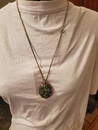 Long Clustered Jade Pendant Necklace