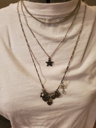 Lot Of 2 Charm Necklaces 1 Regular Chain