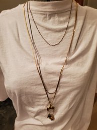 Lot Of 3 Gold Tone Long Necklaces