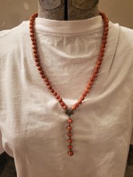 Red Orange Beaded Rosary