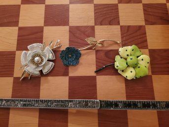 3 Flower Pendant Pin Brooches