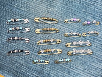 Lot Of Beaded Safety Pins