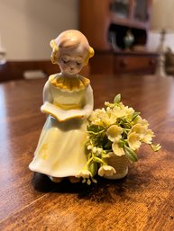 Vintage Porcelain Girl Reading Book Figurine