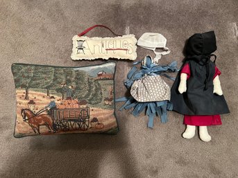 Amish Dolls And Decorative Pillows