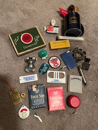 Lot Of Vintage Items - Uncle Sam Playing Card, Cigarettes Tin And More