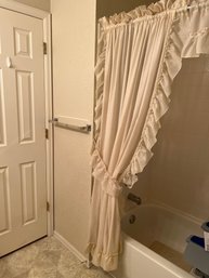 Bathroom Ruffled Shower Curtain With Matching Valance