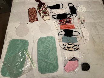 Lot Of Handmade Facemasks And Two Bibs