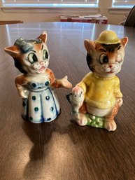 Pair Of Vintage Dressed Cat Salt And Pepper Shakers