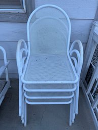 Set Of 4 Metal Outdoor White Patio Chairs