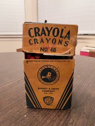 Container Of Vintage Crayola Crayons In Original Packaging
