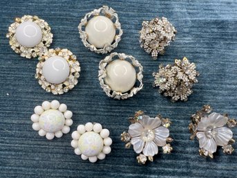 Lot Of 5 Vintage Clip-on Earrings