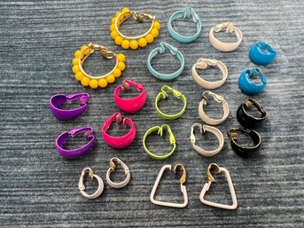 Lot Of Colored Hoop Clip-on Earrings