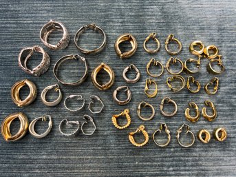 Large Lot Of Various Hoop Clip-on Earrings