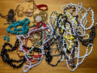 Lot Of Beaded And Metal Necklaces