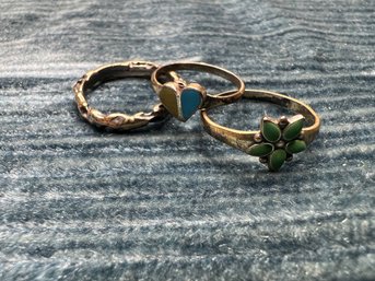 Lot Of 3 Rings One Is Sterling Silver