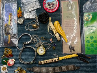 Lot Of Misc. Vintage Jewelry Items Quartz Watch, Pins Etc.