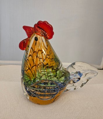 Lot 5-345 Colorful Glass Rooster Paperweight Decoration (TIR)