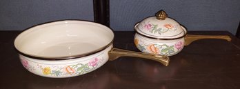 Lot 5-16 Enamel Frying Pan And Pot (IR)