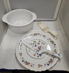 Lot 5-162 Cake Plate Matching Utensil, White Bowl (Atkins Shelf)