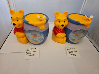 Lot 5-176 Winnie The Pooh Clocks (wood Shelf Around Corner)