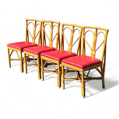 Mid Century Bamboo Heart Back Dining Or Side Chairs