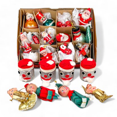 Assorted Ornaments, Elves And Santa Jars