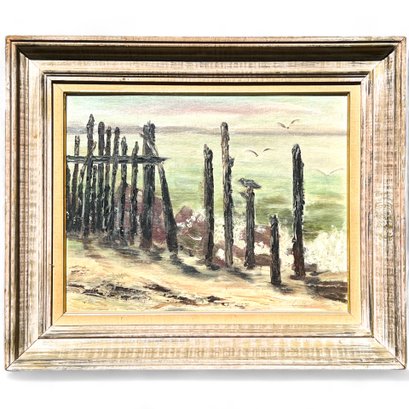 Expressionist Beach Scape, Oil On Board, Signed Collette